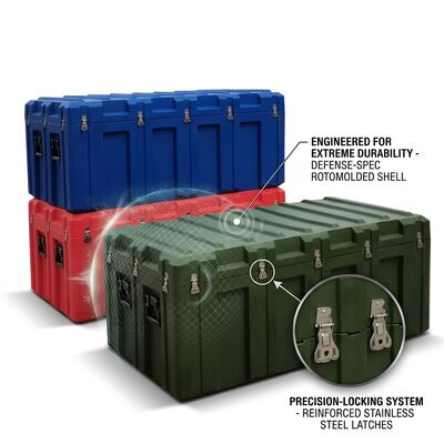 Boîte à outils à rouleaux de 1200 mm à rotomoulure IP65 imperméable à l'eau boîte de transport d'équipement long militaire LLDPE