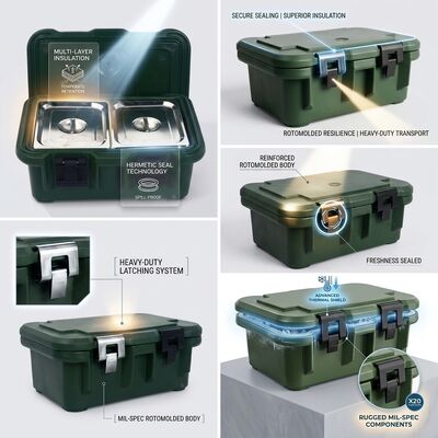 Boîte de transport de nourriture militaire étanche de 60 L pour la logistique des achats de défense