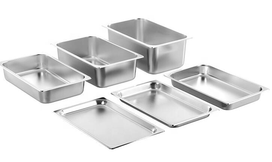 1/4 2/4 casserole de nourriture d'acier inoxydable, 201 304 conteneur de l'acier inoxydable GN