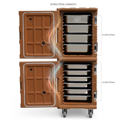 Porte-casseroles avec casseroles gastronormes 48L Système complet de transport de casseroles GN Casseroles en acier inoxydable incluses