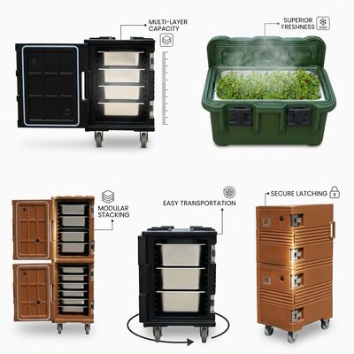 Boîte de restauration lourde 105L renforcée rotomoldé porte-aliments isolé avec élévateur élévateur de base marine