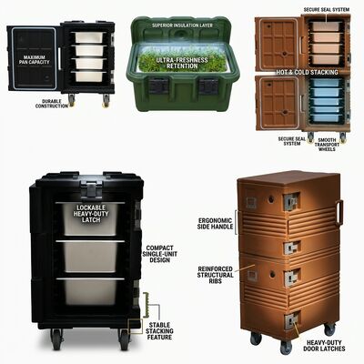 Boîte isolée de livraison de nourriture 72L, conteneur de transport thermique moulé en rotation avec système de couvercle anti-altération