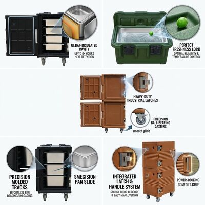 Boîte isolée de livraison de nourriture 72L, conteneur de transport thermique moulé en rotation avec système de couvercle anti-altération