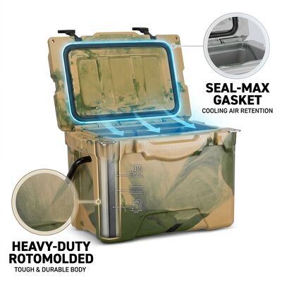 Glacière portable Rotomolded de 38 L, glacière extérieure étanche avec bouchon de vidange, glacière pour pique-nique familial