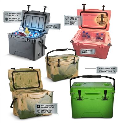 Glacière portable Rotomolded de 38 L, glacière extérieure étanche avec bouchon de vidange, glacière pour pique-nique familial