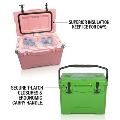 Boîte de refroidisseur à roues 80L à rotomoulure Poche de glace lourde