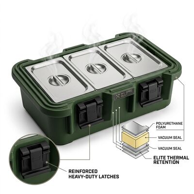 Conteneur alimentaire isotherme militaire 25L, porte-bacs GN portable pour livraison de repas chauds, alimentation de terrain de l'armée