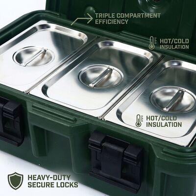 Boîtes de transport de nourriture chaude à roulettes 50L Containers d'aliments isolés militaires