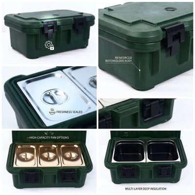 Conteneur alimentaire militaire isolé 110L, robuste, double paroi, pour plats chauds, base d'approvisionnement