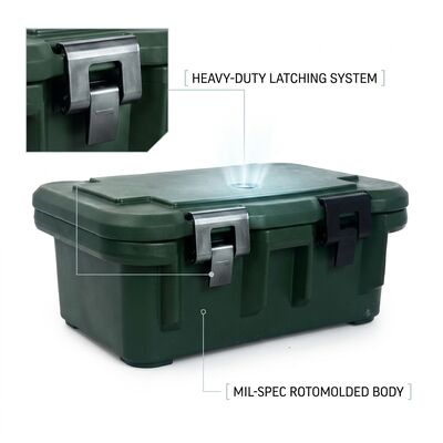 Conteneur alimentaire militaire isolé 110L, robuste, double paroi, pour plats chauds, base d'approvisionnement