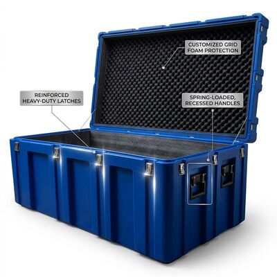 Boîte à outils à rouleaux de 1200 mm à rotomoulure IP65 imperméable à l'eau boîte de transport d'équipement long militaire LLDPE