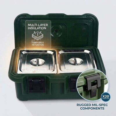 Boîte de transport de nourriture militaire empilable de 110 L pour l'approvisionnement en vrac de rations de défense