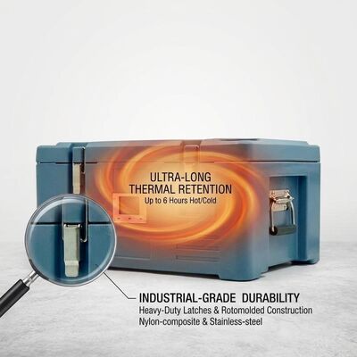 Front-Loading Insulated Food Carrier 90L Rotomolded Thermal Box Four Casters GN Pan Storage 635x460x640mm