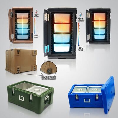 Plastic Insulated Food Carrier 30L Portable GN Pan Thermo Box Hot Cold Transport Container 630x450x310mm