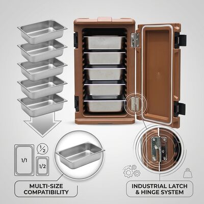 Plastic Insulated Food Carrier 30L Portable GN Pan Thermo Box Hot Cold Transport Container 630x450x310mm